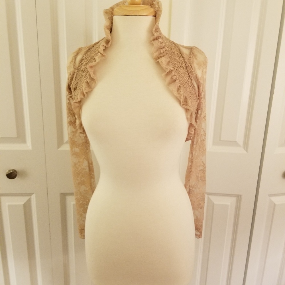 Sexy champagne color lace stretch bolero